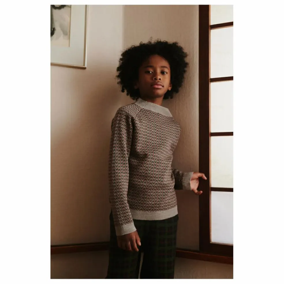 Pull Chevrons Laine de Mérinos | Beige chiné