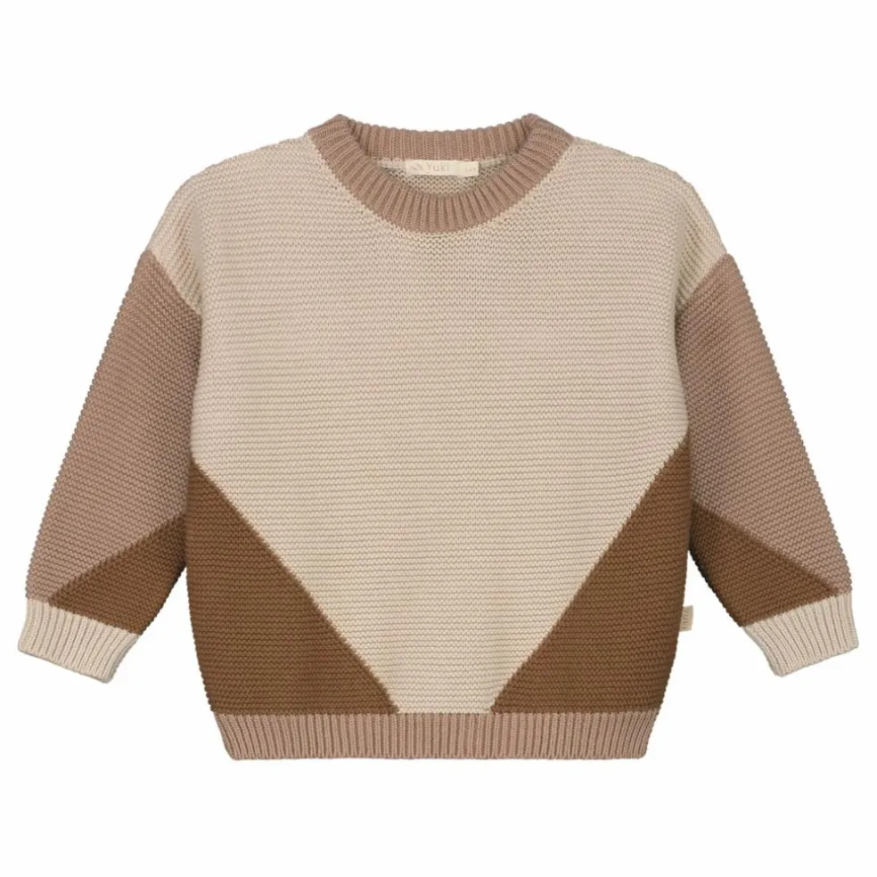 Pull Chunky Coton Bio Color Block | Marron