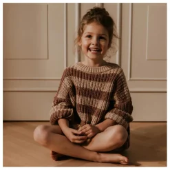 Pull Chunky Coton Bio Rayé | Marron