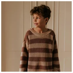 Pull Chunky Coton Bio Rayé | Marron