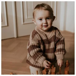 Pull Chunky Coton Bio Rayé | Marron