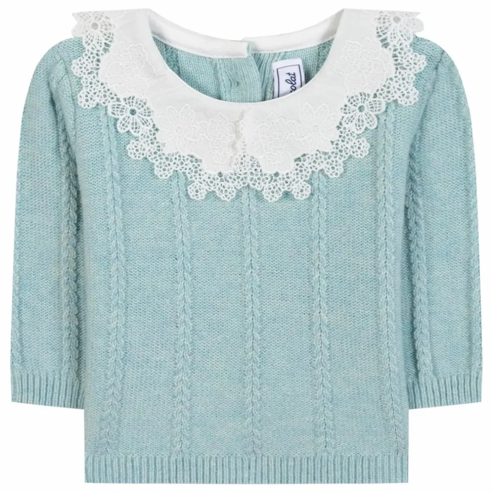 Pull Col Claudine Laine | Vert d'eau