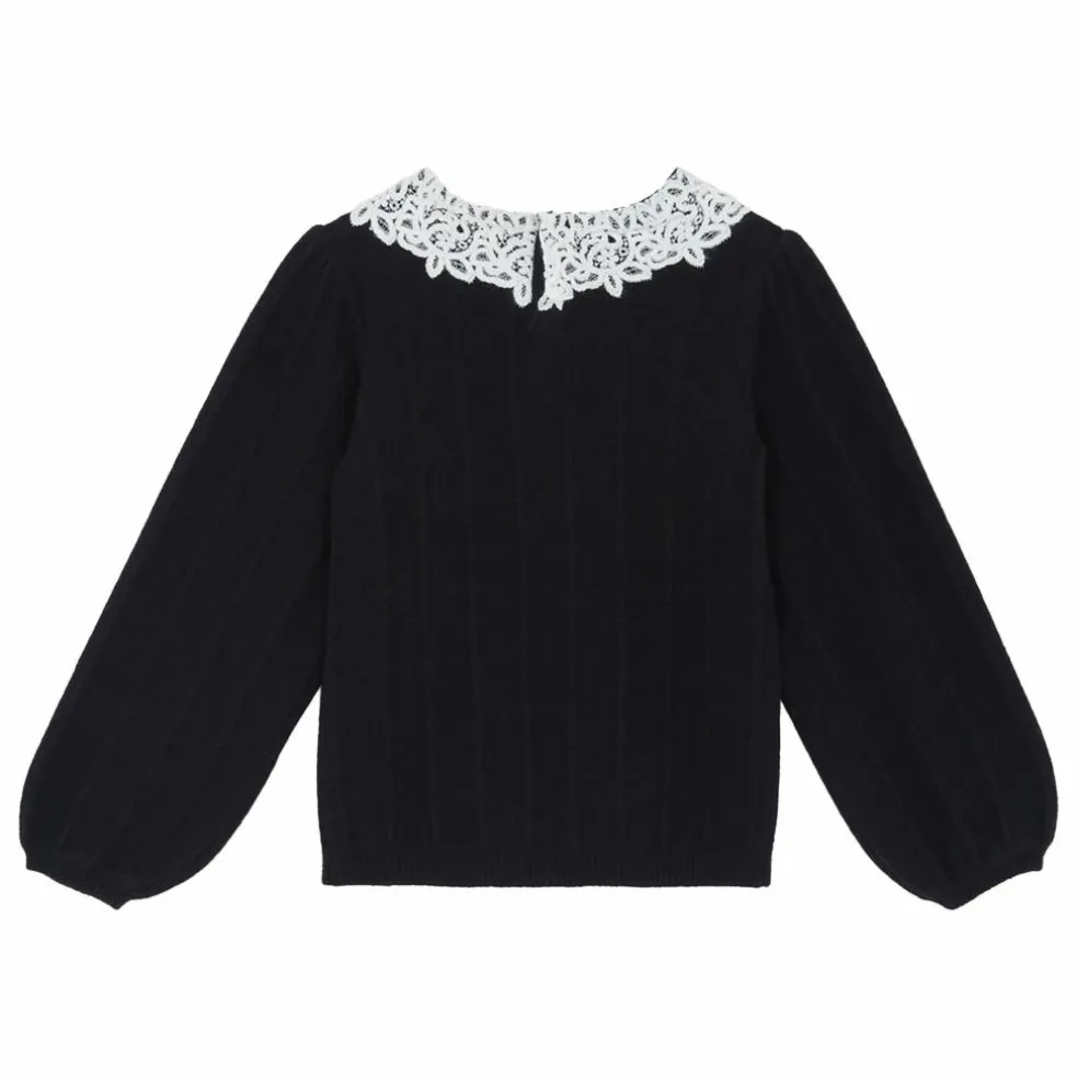 Pull Col Dentelle | Noir