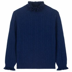 Pull Col Froncé Java Laine | Bleu marine