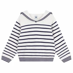 Pull Col Marin Rayé Coton Bio | Blanc