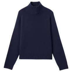 Pull Col Montant Manches Marteau Cachemire | Bleu marine