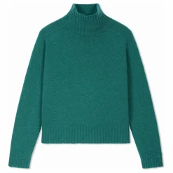 Pull Col Montant Manches Marteau Cachemire | Vert Cèdre