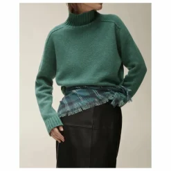 Pull Col Montant Manches Marteau Cachemire | Vert Cèdre