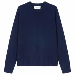 Pull Col Rond Côtes Cachemire | Bleu marine