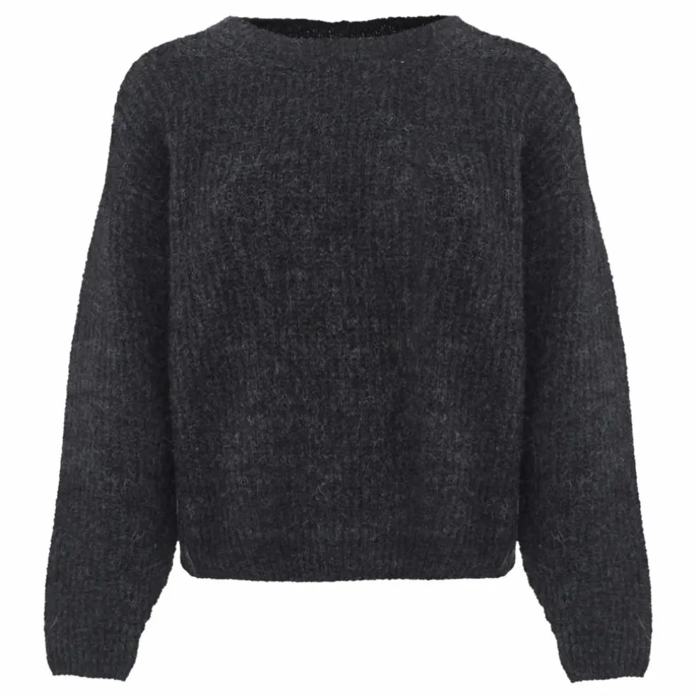 Pull Col Rond East Alpaga | Gris anthracite chiné