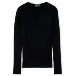 Pull Col Rond Ultrafin Sans Couture Cachemire | Noir