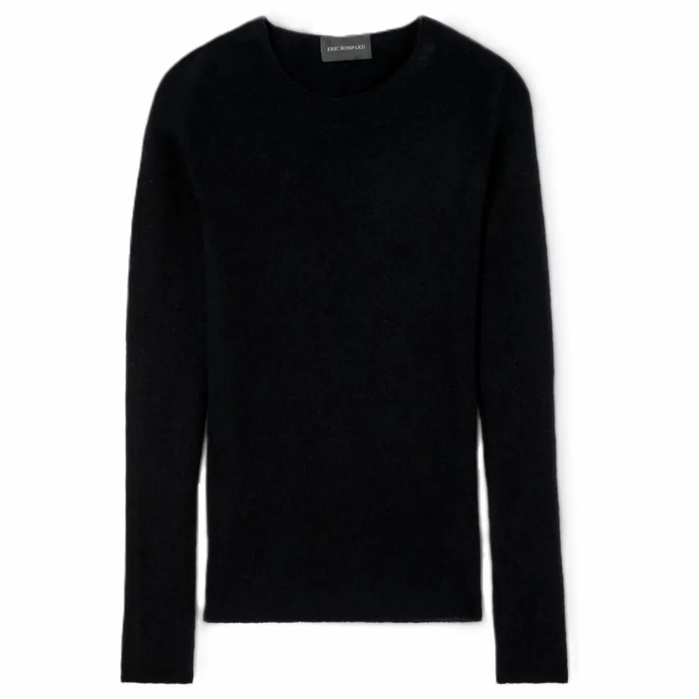 Pull Col Rond Ultrafin Sans Couture Cachemire | Noir