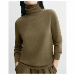 Pull Col Roulé Classique Cachemire | Beige
