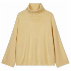 Pull Col Roulé Oversize Côtes Cachemire | Jaune pâle