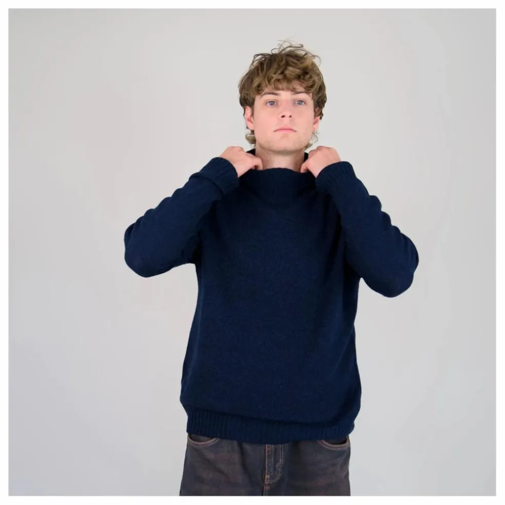 Pull Col Roulé Seamless Laine | Bleu marine