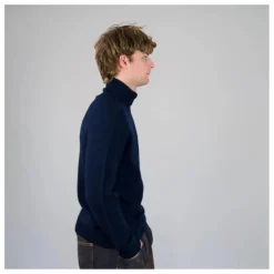 Pull Col Roulé Seamless Laine | Bleu marine