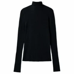Pull Col Roulé Ultrafin Sans Couture Cachemire | Noir