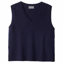 Pull Col V Sans Manches Ample Cachemire | Bleu marine