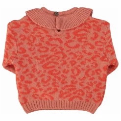 Pull Col Volants Léopard Laine | Rose