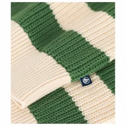 Pull Col Zippé Rayé | Vert kaki