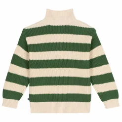 Pull Col Zippé Rayé | Vert kaki