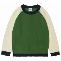 Pull Colorblock Maille Fine Laine de Mérinos | Vert