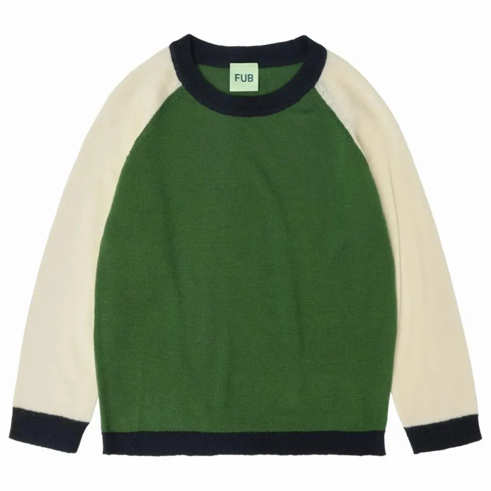 Pull Colorblock Maille Fine Laine de Mérinos | Vert