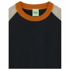 Pull Colorblock Maille Fine Laine de Mérinos | Bleu marine