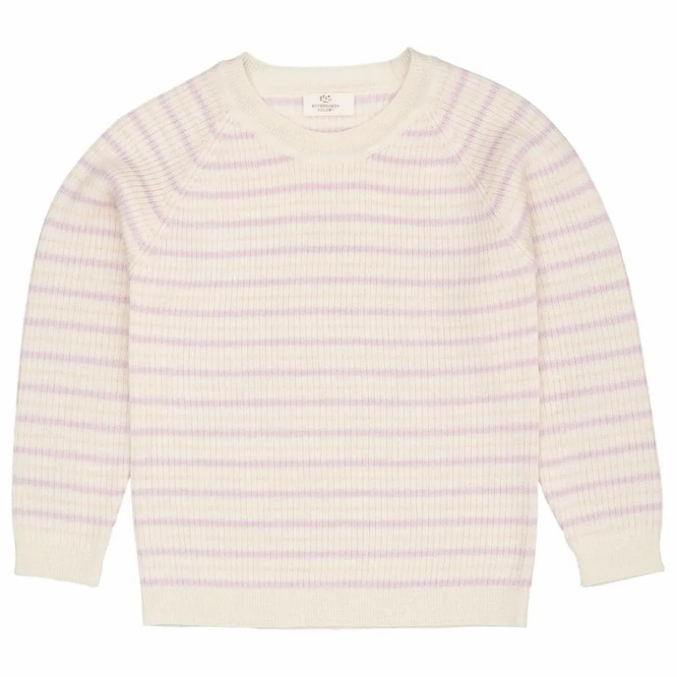 Pull Côtelé Rayures Laine Mérinos | Lilas
