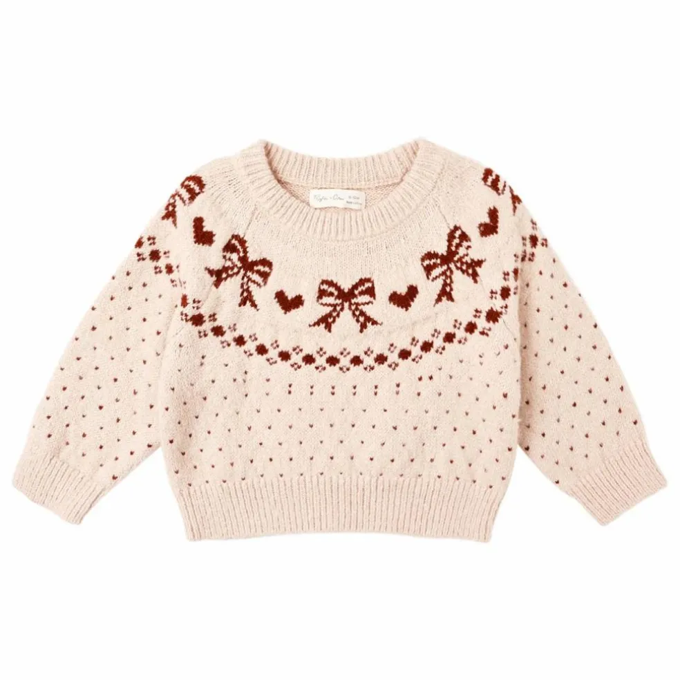 Pull Fair Isle Bows Mini | Rose poudré