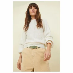 Pull Femme Col Rond Alpaga | Blanc cassé