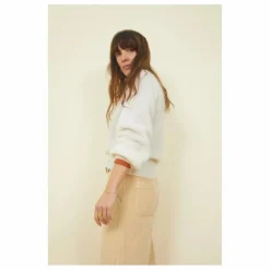 Pull Femme Col Rond Alpaga | Blanc cassé