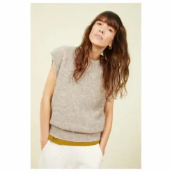 Pull Femme Sans Manches Alpaga | Blanc cassé
