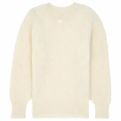 Pull Fille Col Rond à Manches Ballon Alpaga | Blanc cassé