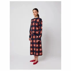 Pull Flower Jacquard Coton Bio - Collection Femme | Bleu marine