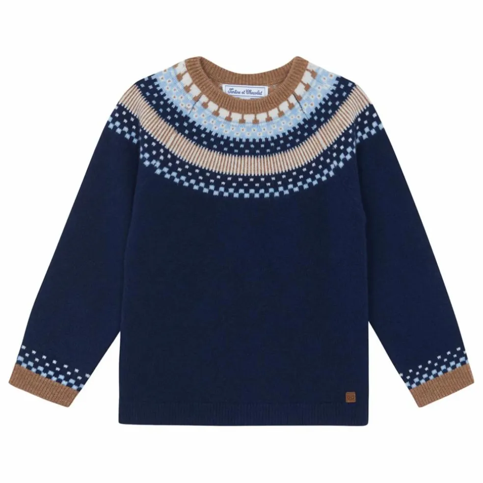 Pull Jacquard Laine | Bleu marine