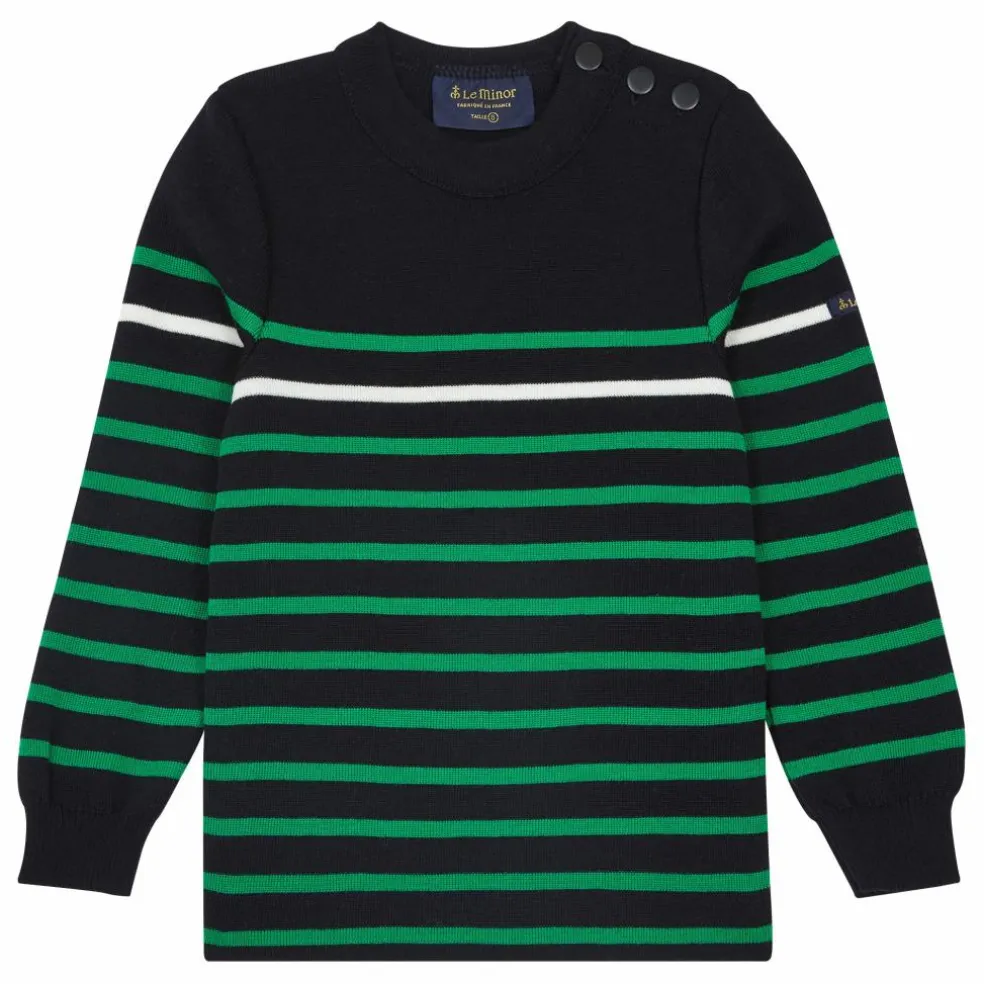 Pull Laine Mérinos Marinière x Smallable | Bleu marine