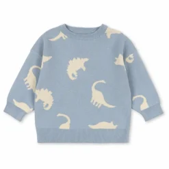 Pull Lapis Dinosaures Coton Bio | Bleu gris