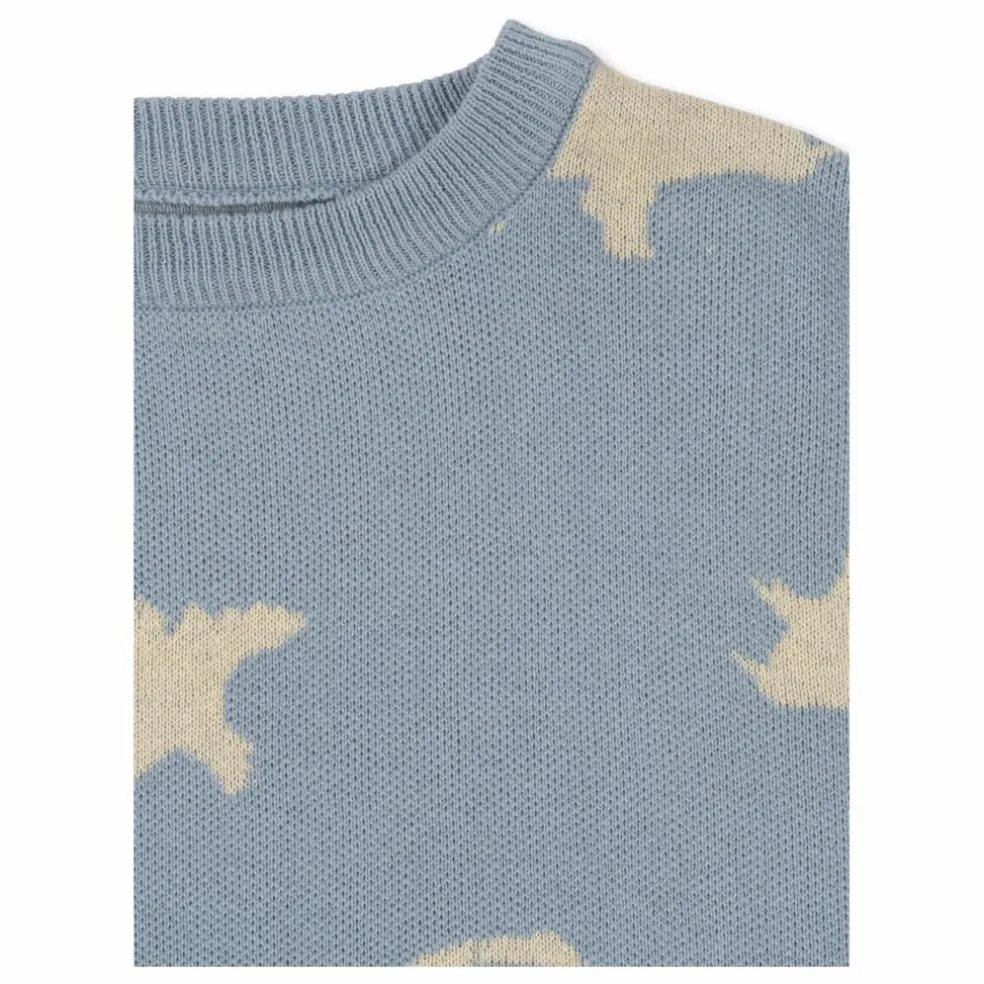Pull Lapis Dinosaures Coton Bio | Bleu gris