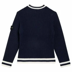 Pull Logo Rayé Laine | Bleu marine