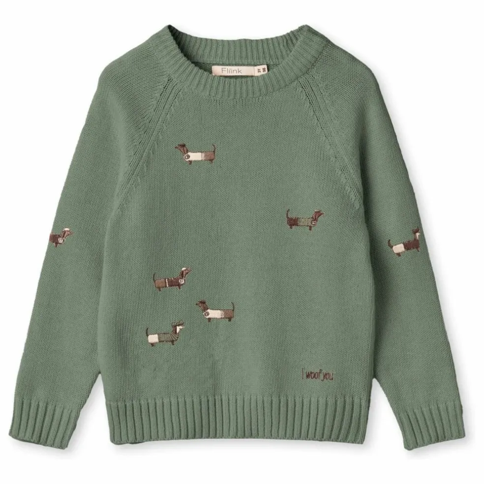 Pull Mahdi Chiens Coton Bio | Vert d'eau