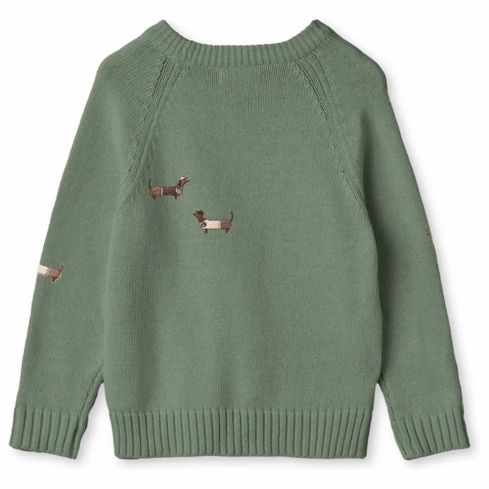 Pull Mahdi Chiens Coton Bio | Vert d'eau