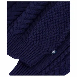 Pull Maille Torsadée Coton Bio | Bleu marine