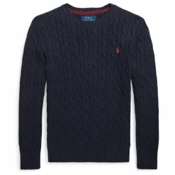 Pull Maille Torsadée Logo | Bleu marine
