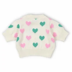 Pull Manches Courtes Cœurs Oia Baby Coton Bio | Beige