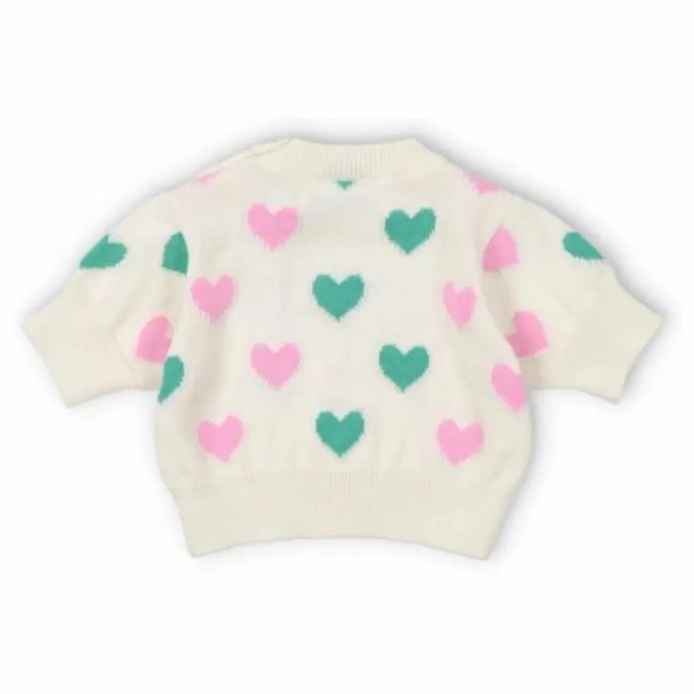 Pull Manches Courtes Cœurs Oia Baby Coton Bio | Beige
