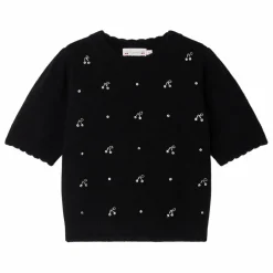 Pull Manches Courtes Justine Laine Cachemire | Noir