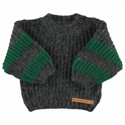 Pull Manches Rayées Laine | Gris foncé
