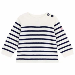 Pull Marinière Logo Laine | Blanc