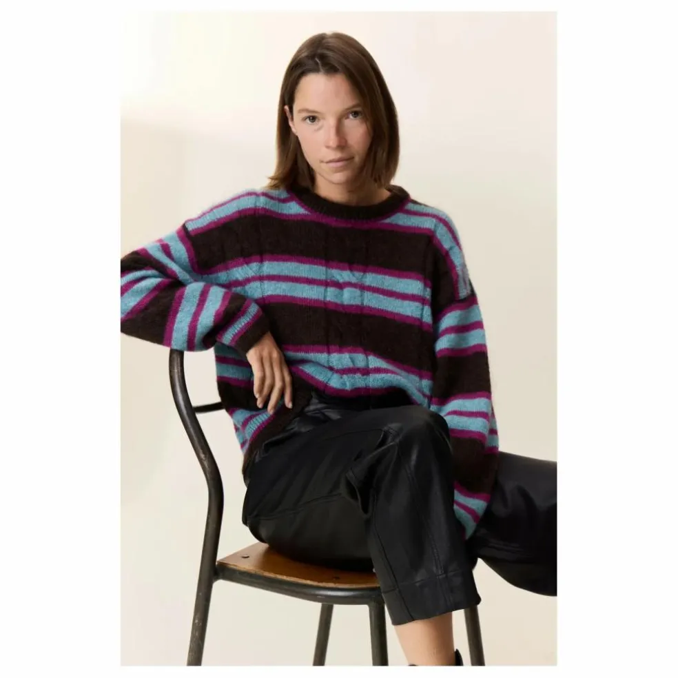 Pull Moove Rayé Super Kid Mohair | Marron